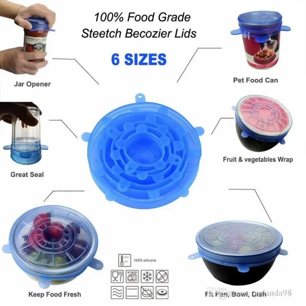 6pcs Silicon Food Cover Set 4