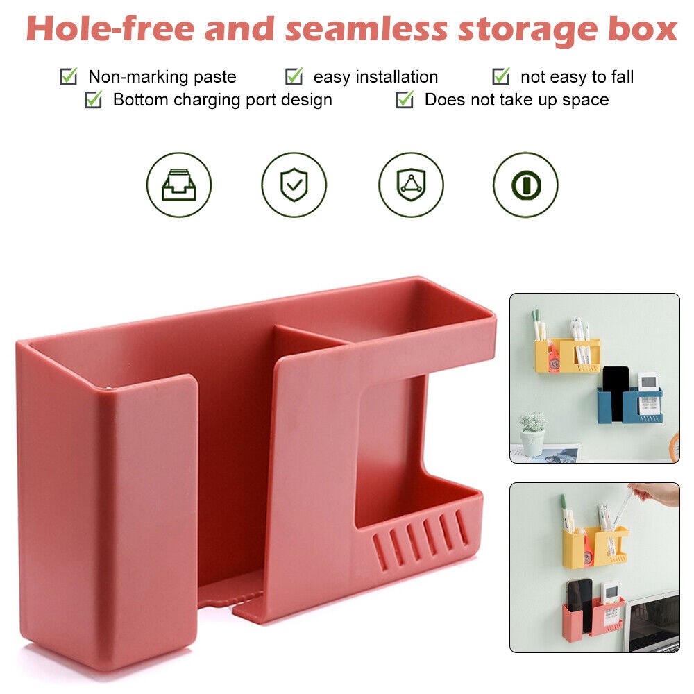Wall Mount Mobile And Remote Holder, 2-in-1 Mobile Phone Charging Stand and Multipurpose Storage Holder Bracket 3