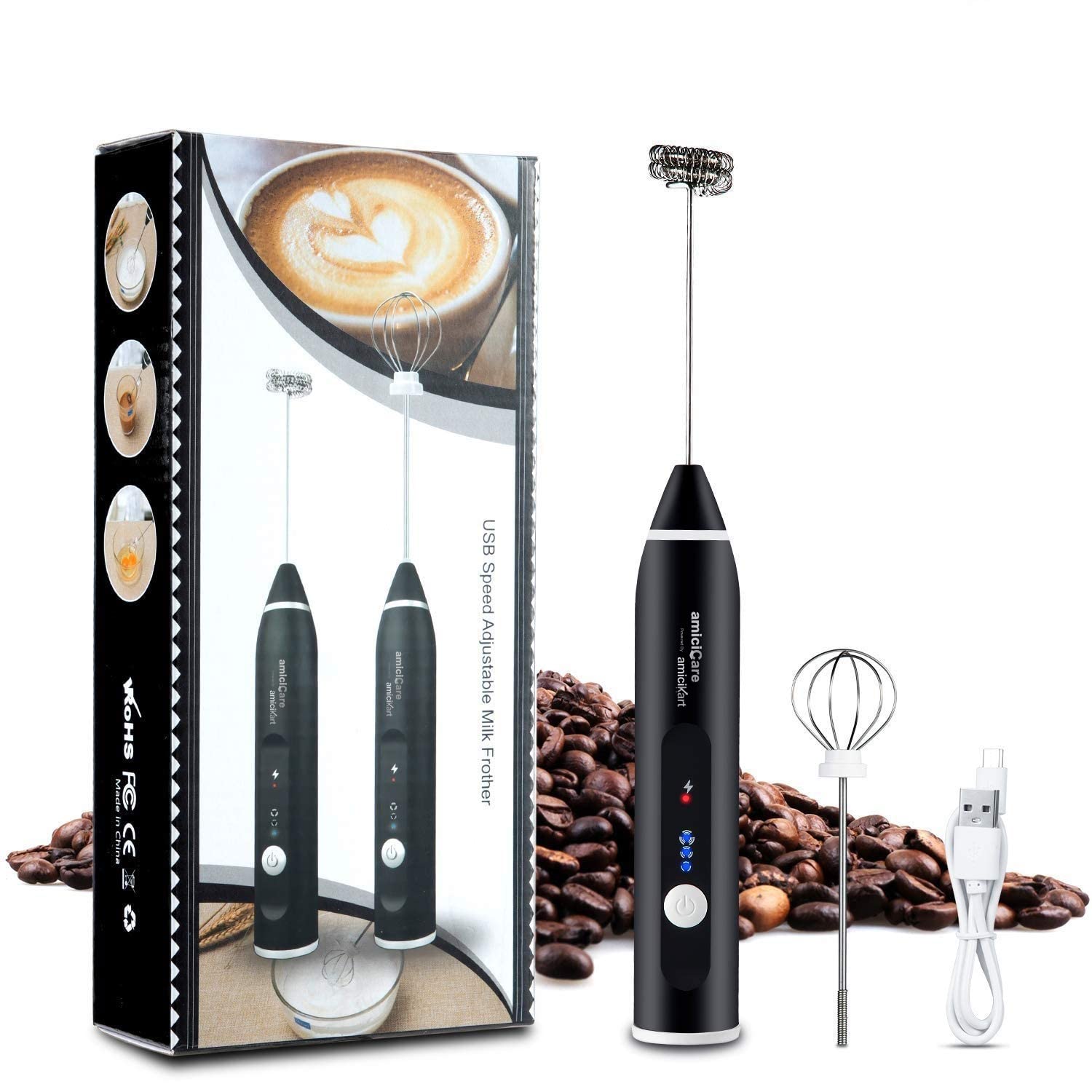 Rechargeable Drink Frother, Portable Hand Blender For Lassi, Milk, Coffee, Egg Beater Mixer - Coffee Mixer. রিচার্জেবল ড্রিংক ফ্রদার, লস্যি, দুধ, কফি, ডিম বিটার মিক্সারের জন্য পোর্টেবল হ্যান্ড ব্লেন্ডার - কফি মিক্সার